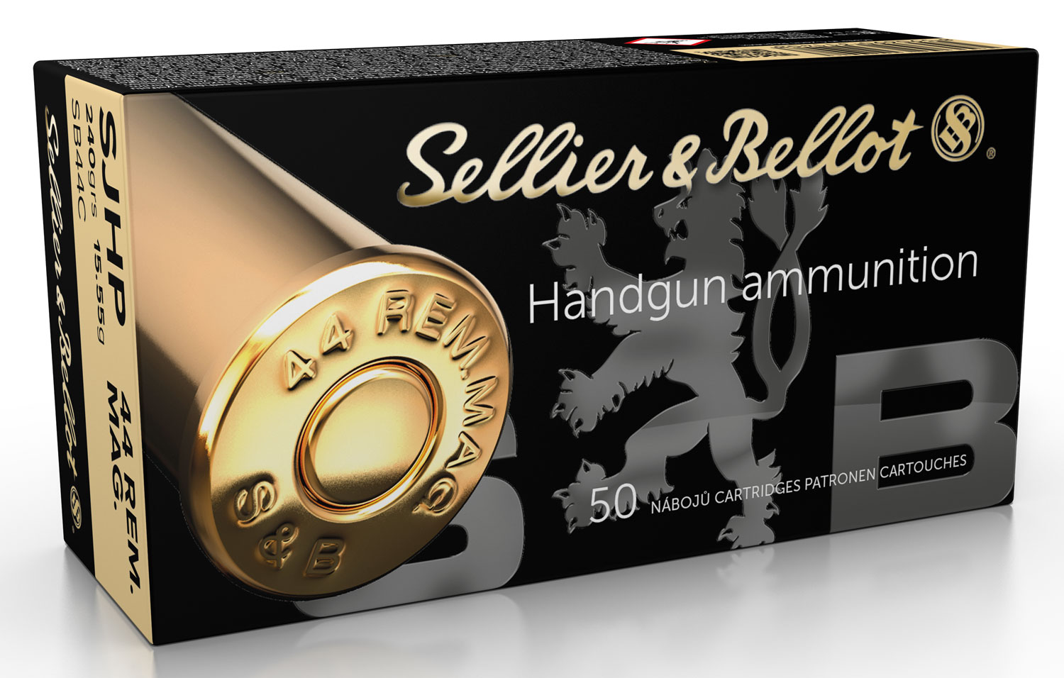 Sellier & Bellot 44 Remington Magnum 240 Grain Semi Jacketed Soft Point CuZn 10 Cased Pistol Ammunition