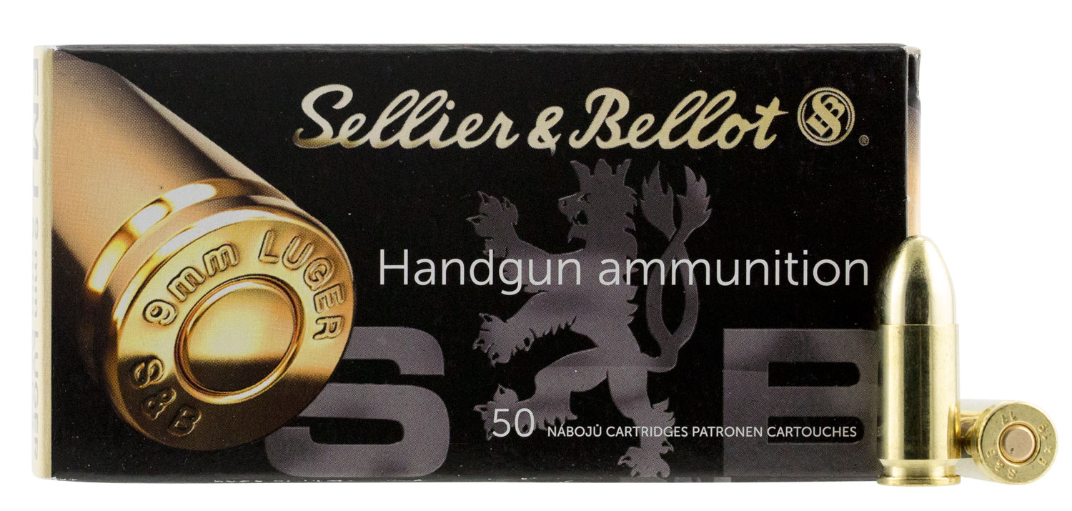 Sellier & Bellot 9mm Luger 115 Grain Full Metal Jacket Brass Cased Pistol Ammunition