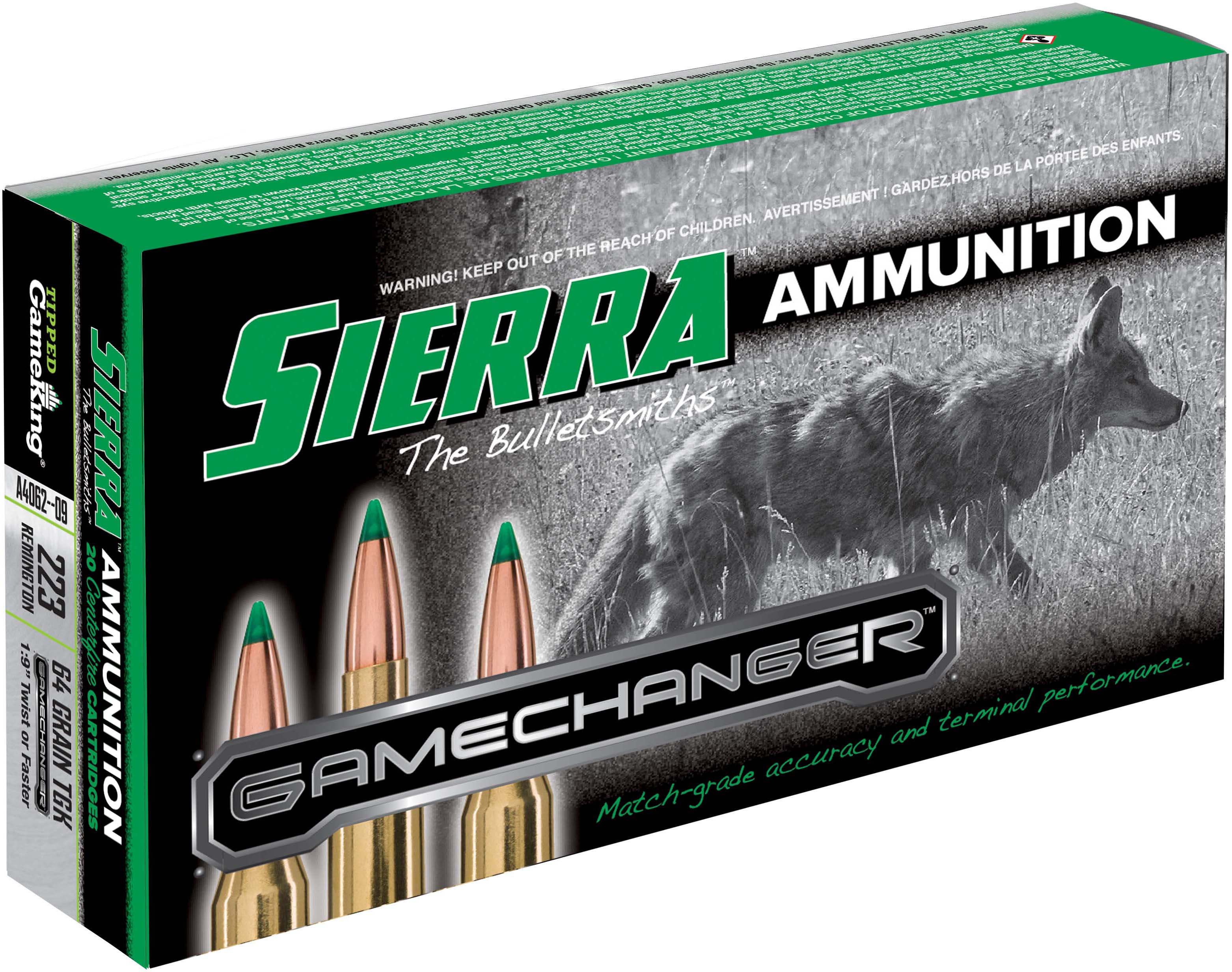 Sierra GameChanger .223 Remington 64 Grain, Sierra Tipped GameKing Brass Cased Centerfire Rifle Ammunition