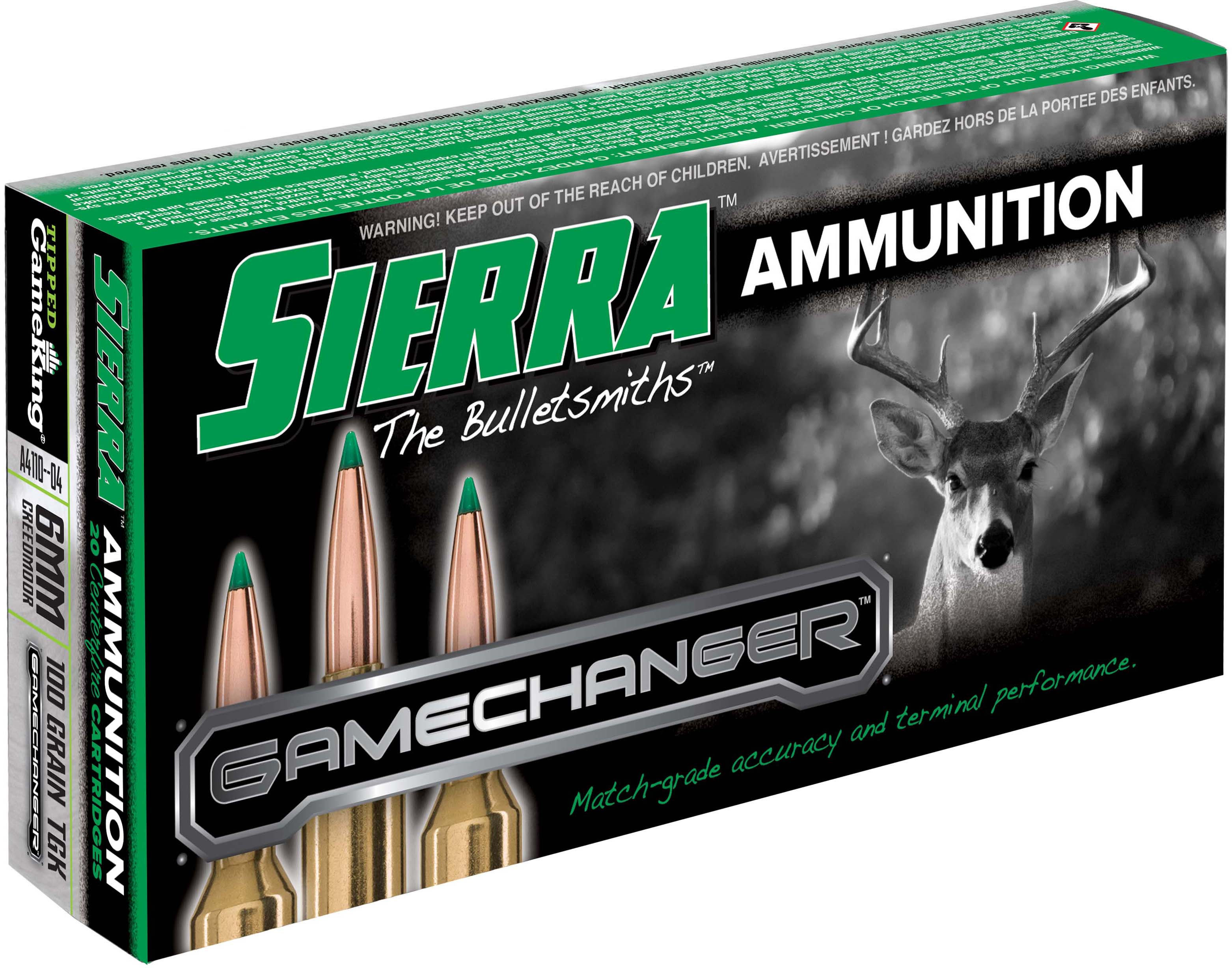 Sierra GameChanger 6mm Creedmoor 100 Grain, Sierra Tipped GameKing Brass Cased Centerfire Rifle Ammunition