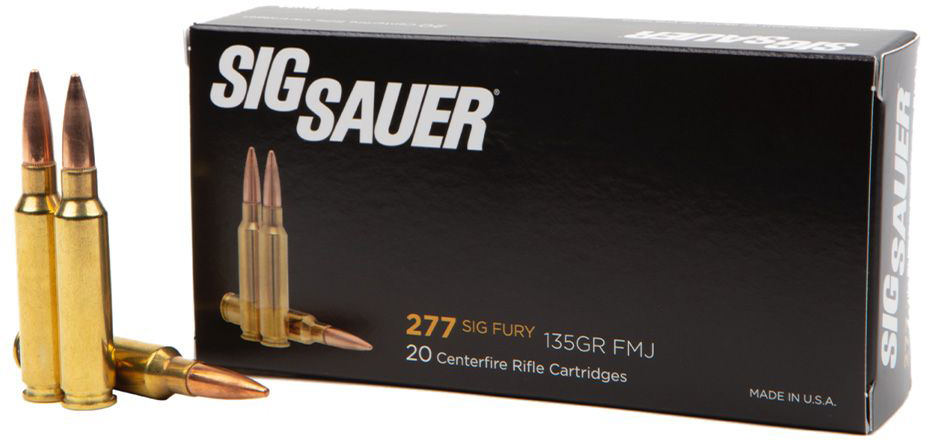 SIG SAUER .277 Fury 135 Grain Full Matel Jacket Elite Match Grade Brass Cased Centerfire Rifle Ammunition