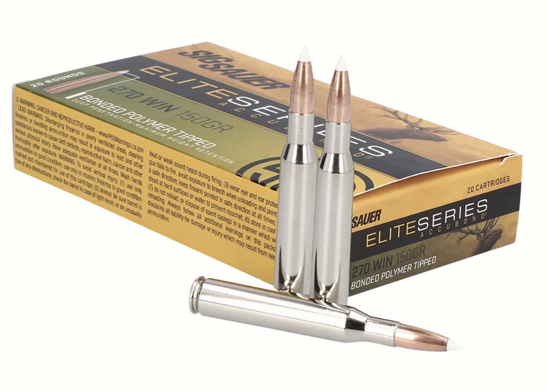 SIG SAUER Elite Accubond .270 Winchester 150 Grain Bonded Tipped Brass Cased Rifle Ammunition