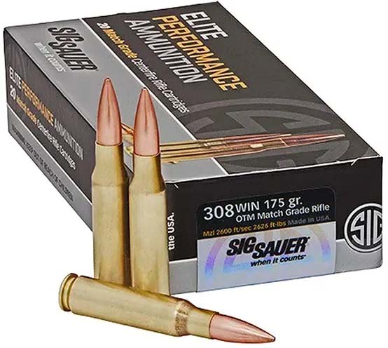 SIG SAUER Elite Match Grade .308 Winchester 175 grain Open Tip Match Brass Cased Centerfire Rifle Ammunition