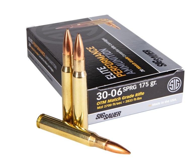 SIG SAUER SIG Match Grade Rifle Ammunition .30-06 Springfield 175 grain Open Tip Match Brass Cased Centerfire Rifle Ammunition