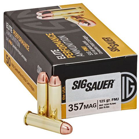 SIG SAUER Elite Performance .357 Magnum 125 grain Full Metal Jacket Brass Cased Centerfire Pistol Ammunition