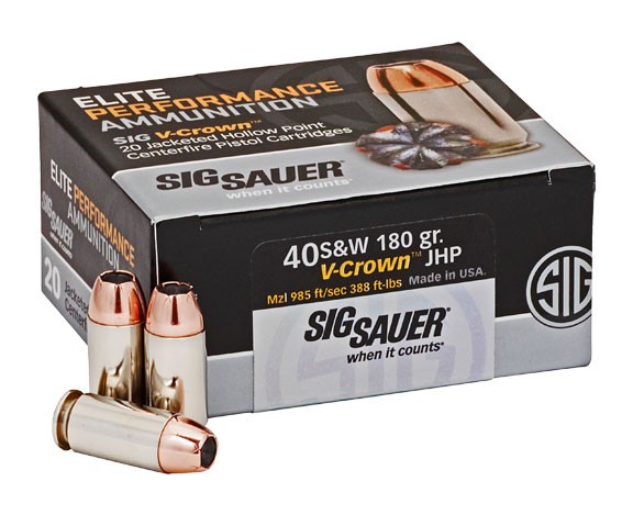 SIG SAUER Elite V-Crown .40 S&W 180gr. JHP Pistol Ammo