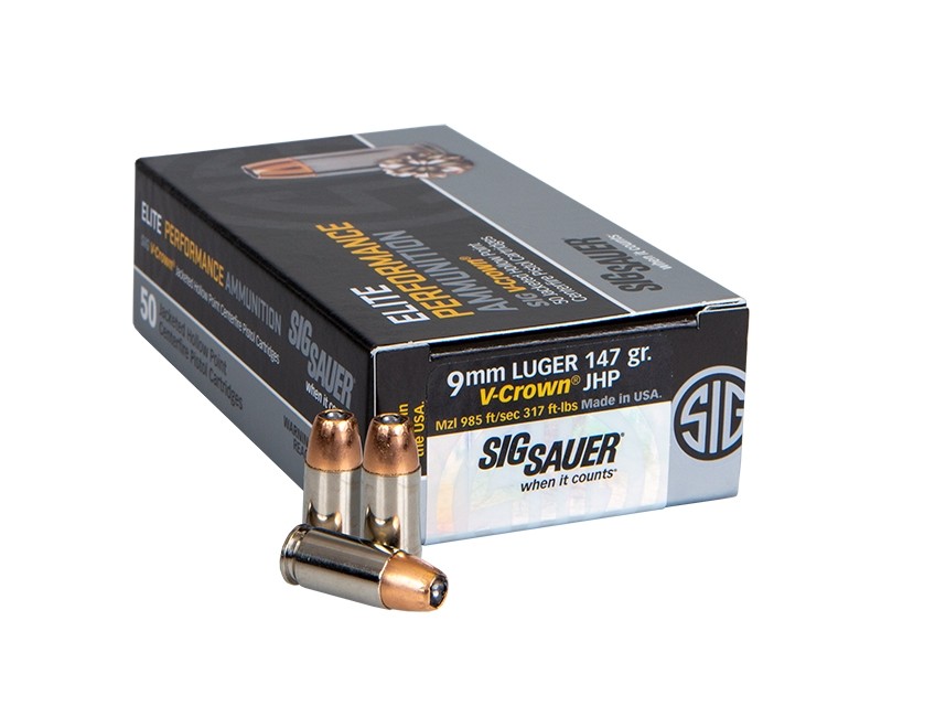 Sig Sauer Elite V Crown 9mm Luger 147 Grain Jacketed Hollow Point Jhp Brass Casing Centerfire Pistol Ammunition 12 Off 5 Star Rating Free Shipping Over 49