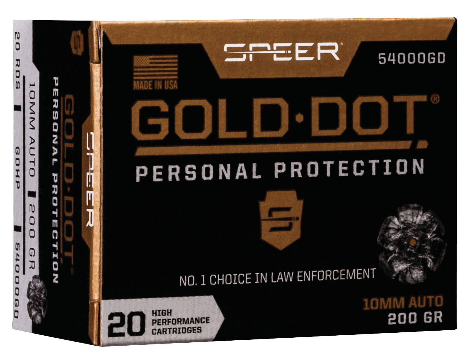 Speer Gold Dot 10mm Auto 200 Grain Gold Dot Hollow Point Centerfire Pistol Ammunition