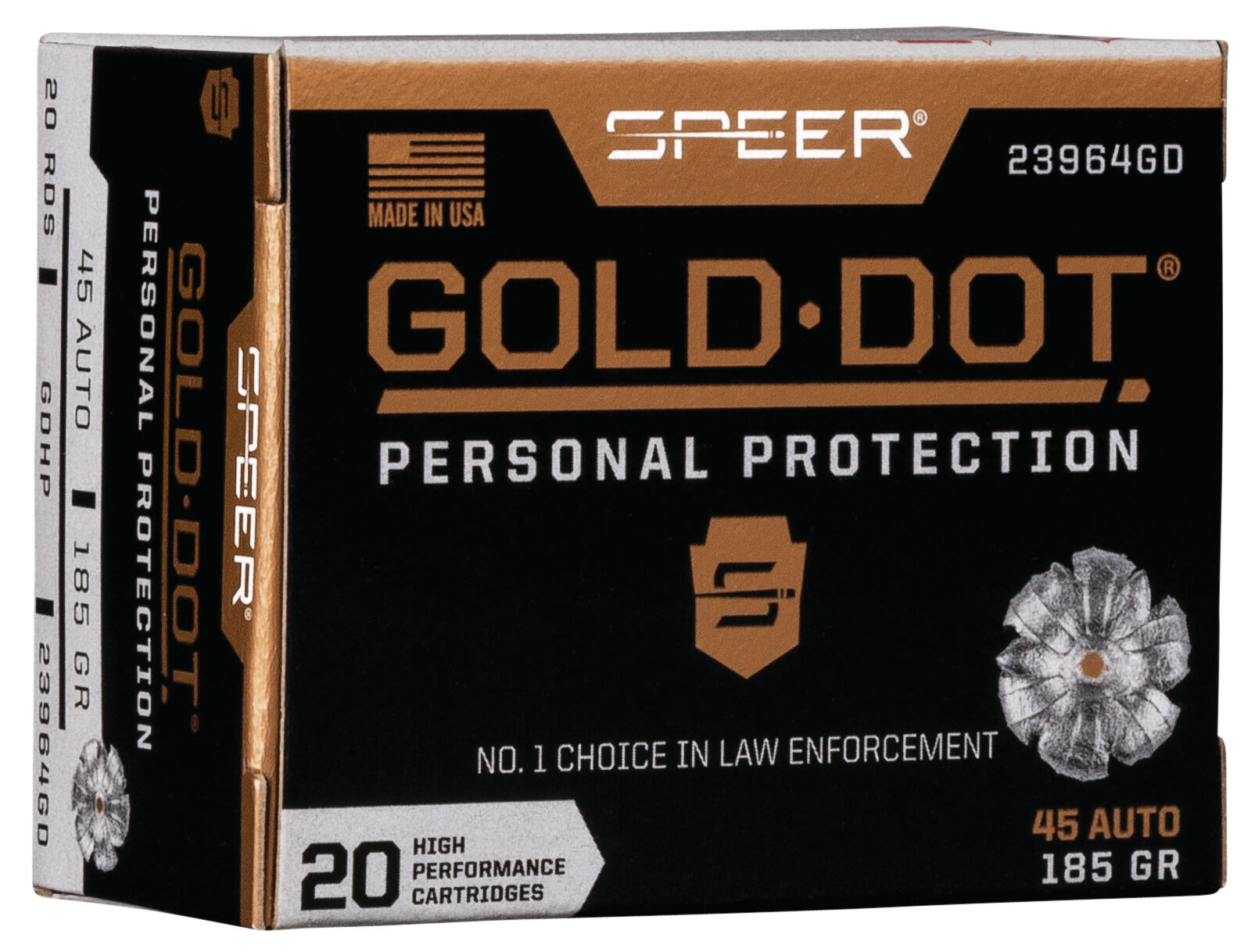 Speer Gold Dot .45 ACP 185 Grain Gold Dot Hollow Point Centerfire Pistol Ammunition