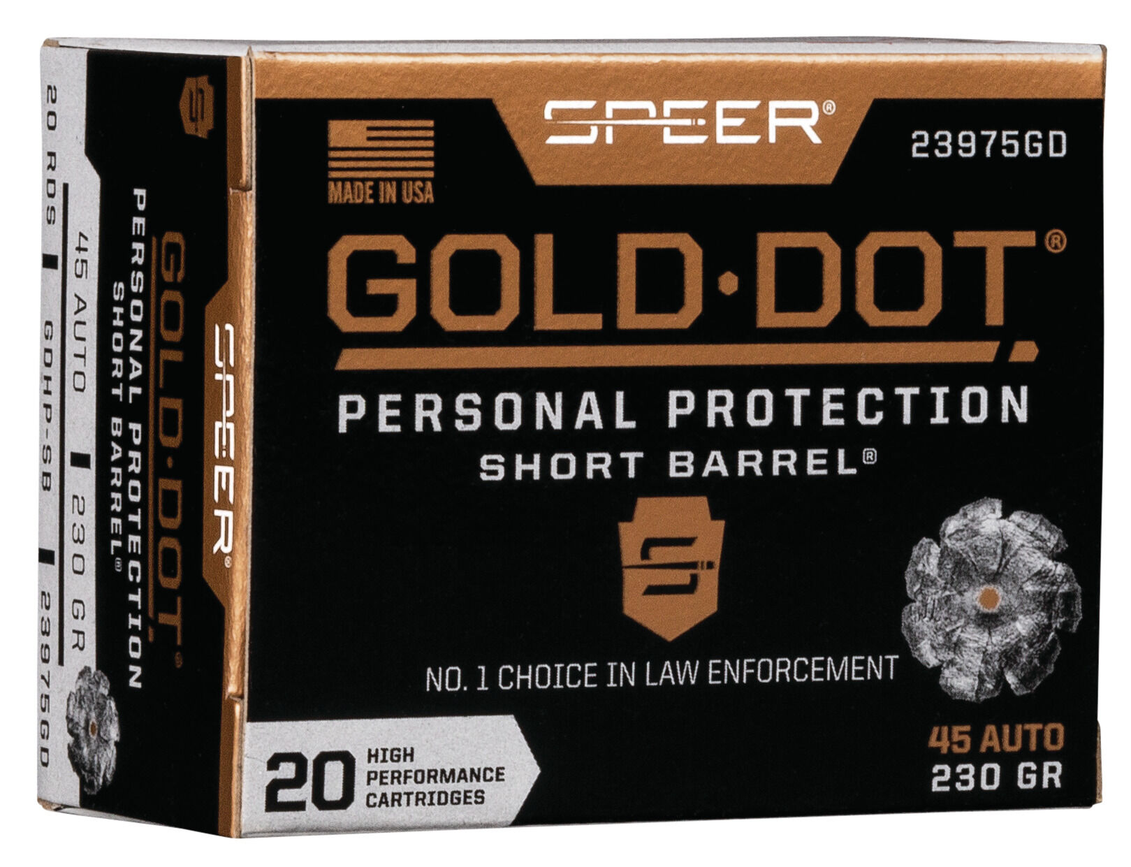 Speer Gold Dot .45 ACP 230 Grain Gold Dot Hollow Point Short Barrel Centerfire Pistol Ammunition