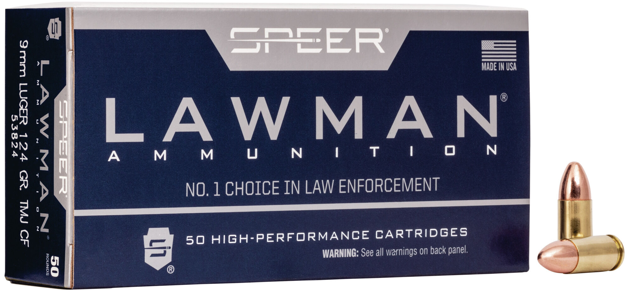 Speer Lawman Handgun CleanFire Training 9 mm Luger 124 Grain Total Metal Jacket Centerfire Pistol Ammunition