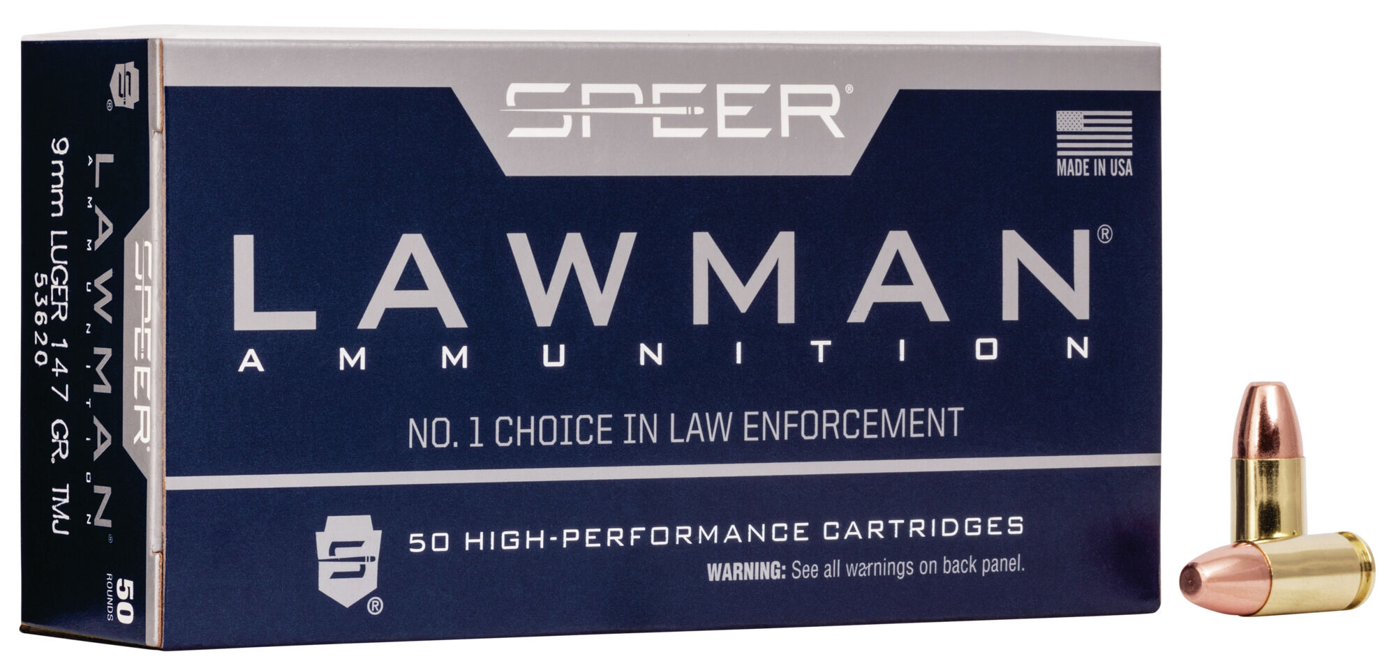 Speer Lawman Handgun Training 9 mm Luger 147 Grain Total Metal Jacket Centerfire Pistol Ammunition