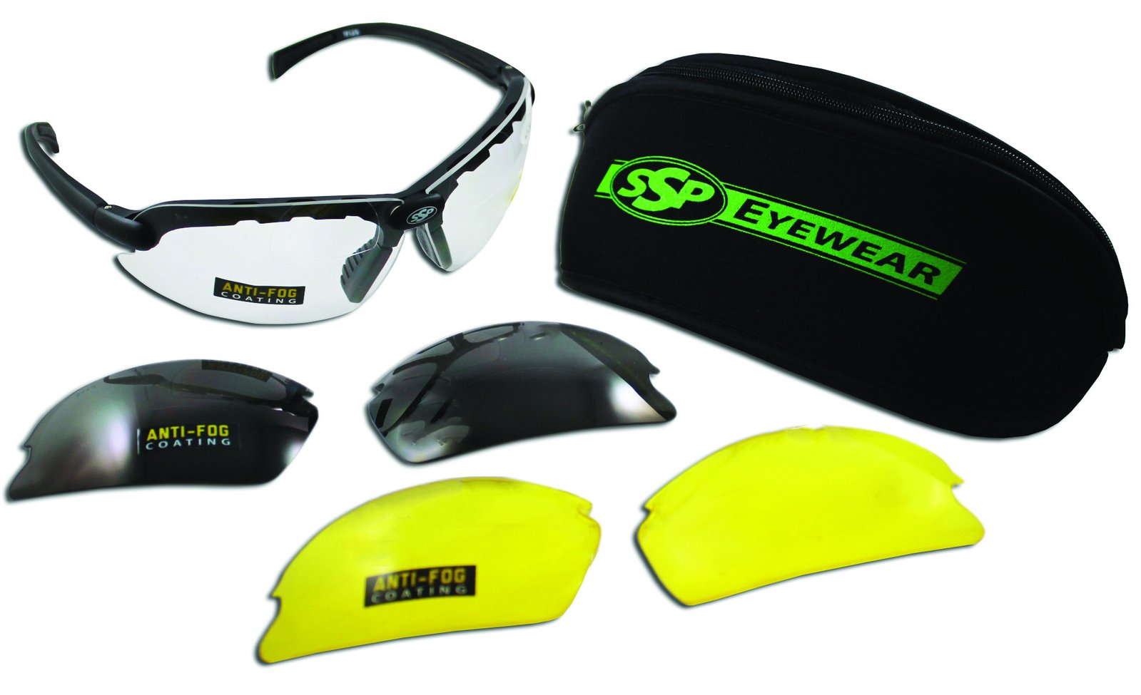 SSP Eyewear Denial 1.75 Bifocal Shatterproof Shooting Glasses Kit with Assorted Interchangeable Color Lenses DENIAL 175 AMZ KIT 
