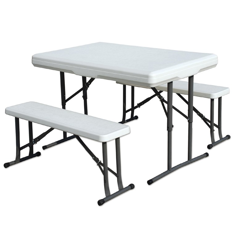 camping table with bench seats