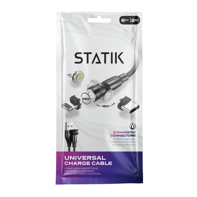 3 Cable Bundle: Statik 360 Universal Charge Cable With 3 Rotating Magn