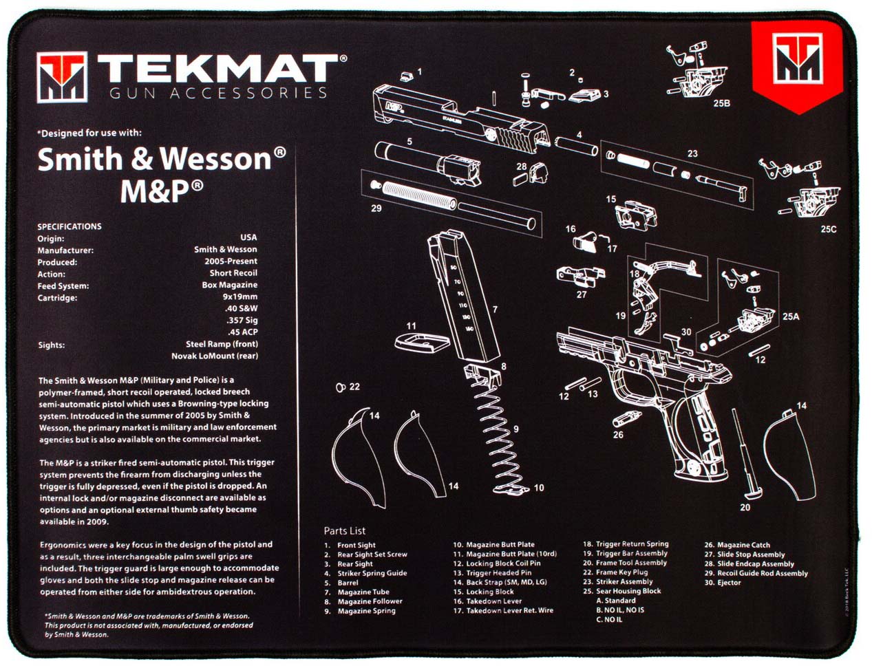TekMat Springfield Armory XD MOD2 Ultra Premium Gun Cleaning Mat - 15in x  20in