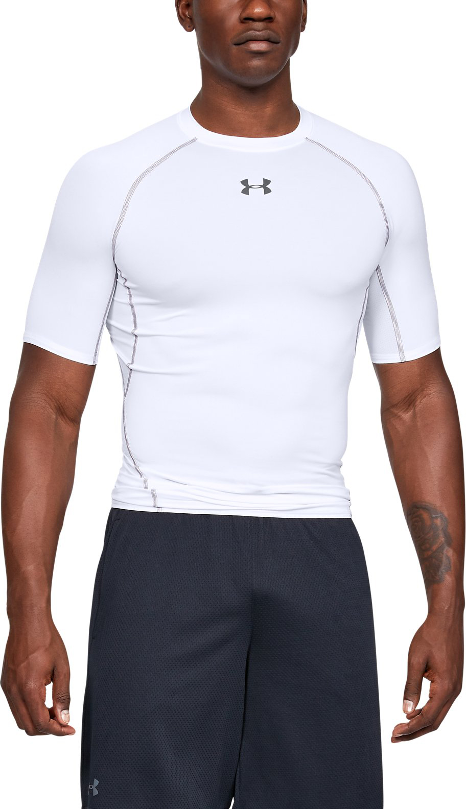 Under Armour Men's HeatGear Armour Short Sleeve Compression Shirt - White