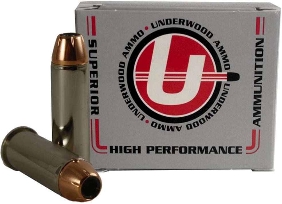 Underwood Ammo .44 Remington Magnum 180 Grain Jacketed Hollow Point Nickel Plated Brass Cased Pistol Ammunition