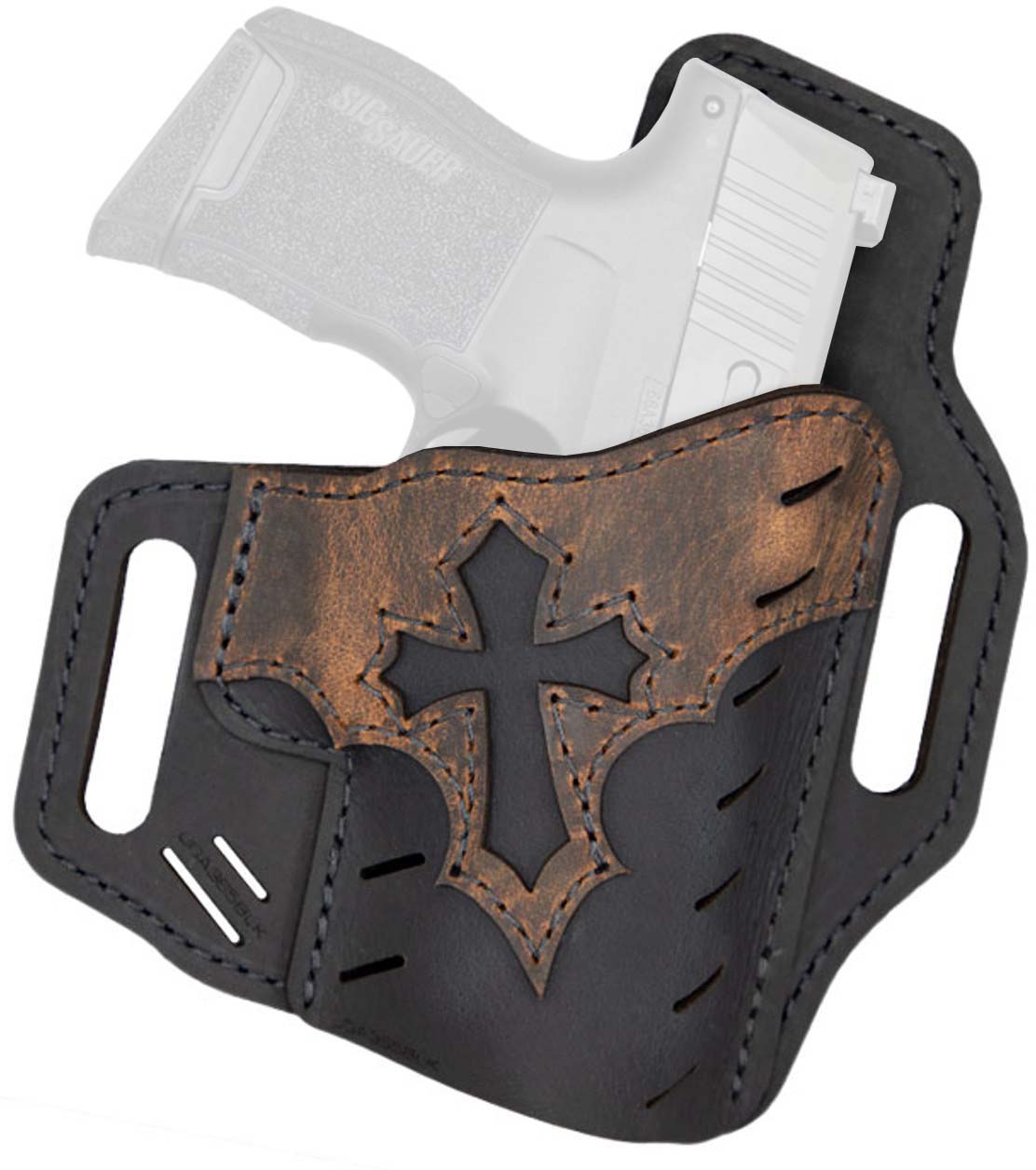 Revolver (OWB) Holster - Distressed Brown Base w/ Black Patch - Versacarry