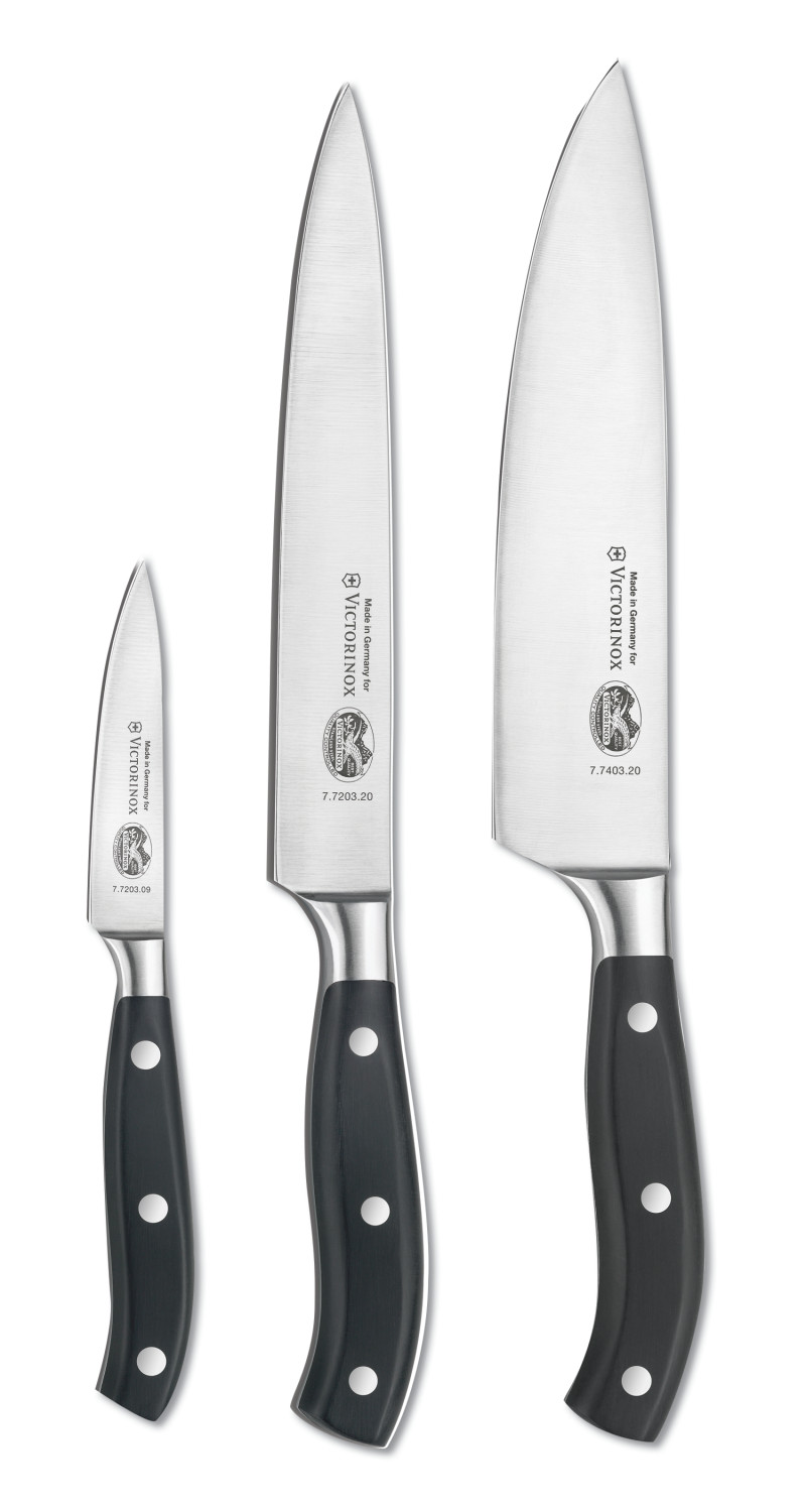 Victorinox 3pc Forged Chef Knife Set w Chef, Slicer, & Paring