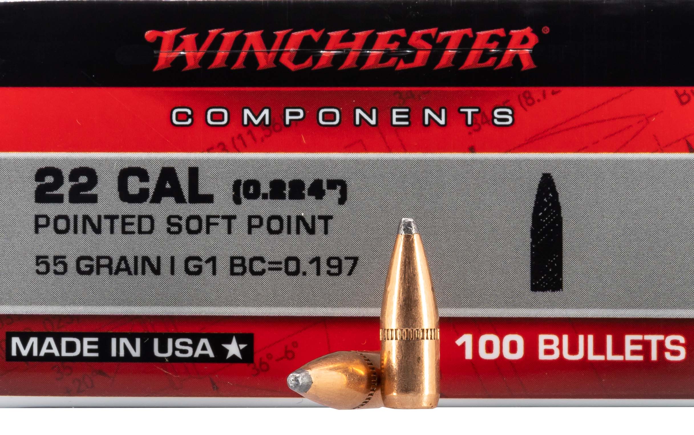 Winchester Ammo Centerfire Rifle Reloading, 223 Rem .224, 55 Grain