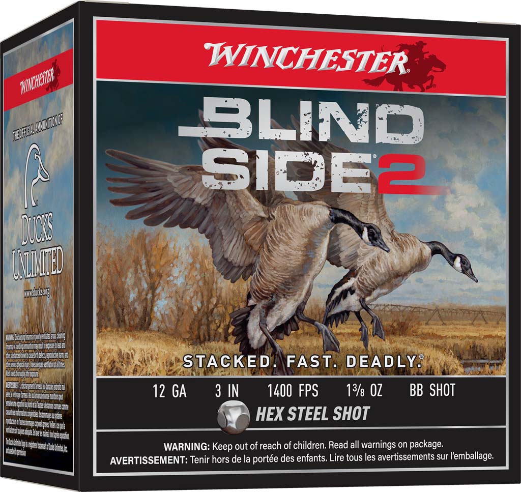 Winchester Blind Side Ammunition - 12 Gauge - 3 - 1 3/8 Oz. BB - Hex Steel  Shot - 25 Rounds