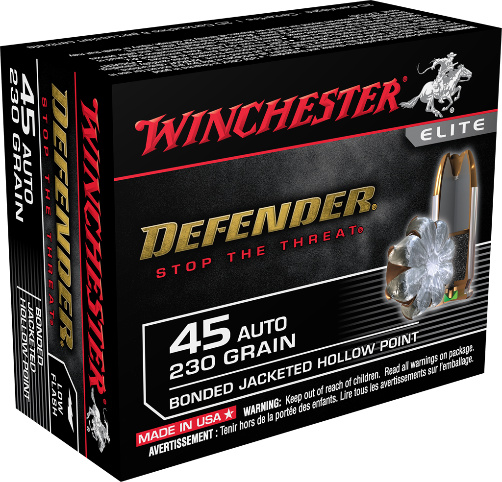 Winchester Defense Ammo 45 ACP 230 Grain Jacketed Hollow Point Box of
