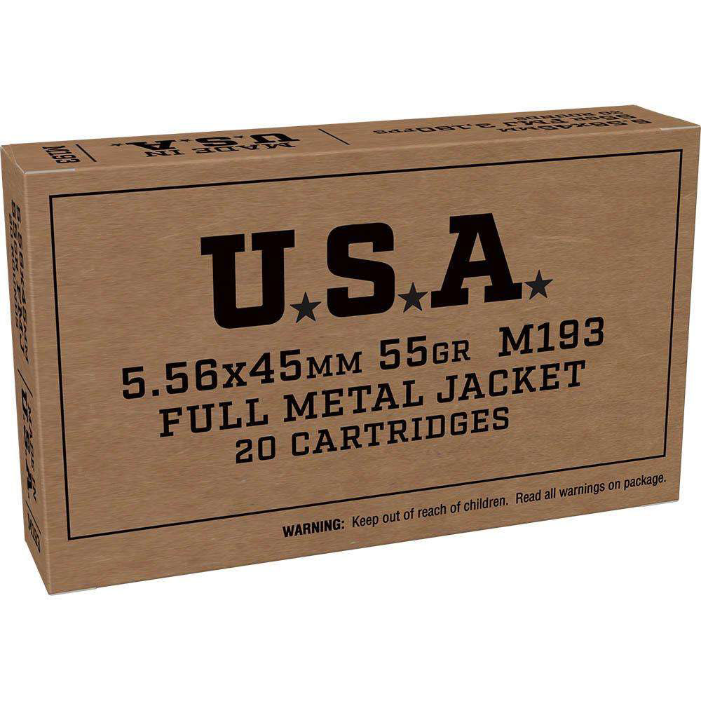 Winchester L.C. M193 5.56 55 Grain FMJ Brass Centerfire Rifle Ammunition