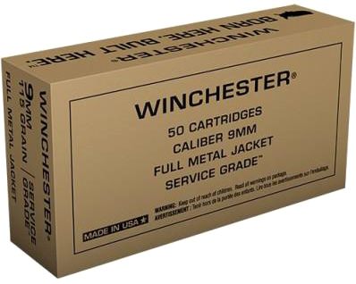 Winchester Service Grade Handgun Ammunition 9mm Luger 115 gr FMJ 500