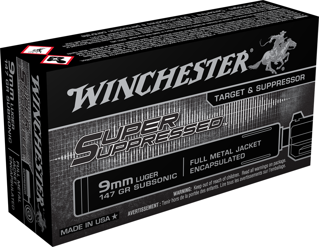 Winchester Super Suppressed 9 mm Luger 147 grain Full Metal Jacket Centerfire Pistol Ammunition