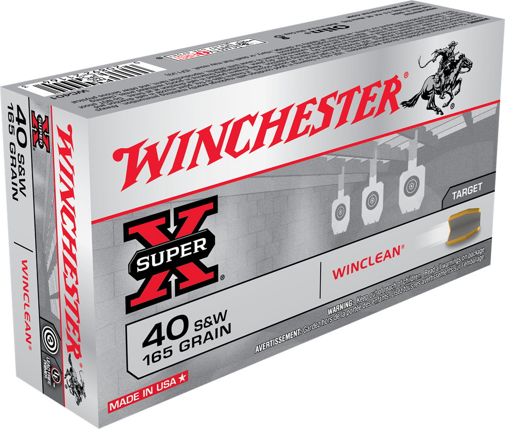 Winchester Super-X Handgun .40 S&W 165 grain WinClean Enclosed Base Centerfire Pistol Ammunition