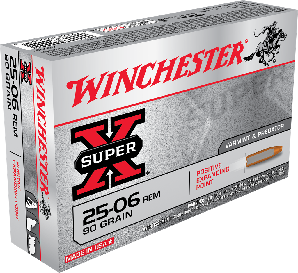 Winchester Super-X RIFLE .25-06 Remington 90 grain Positive Expanding Point Brass Cased Centerfire Rifle Ammunition