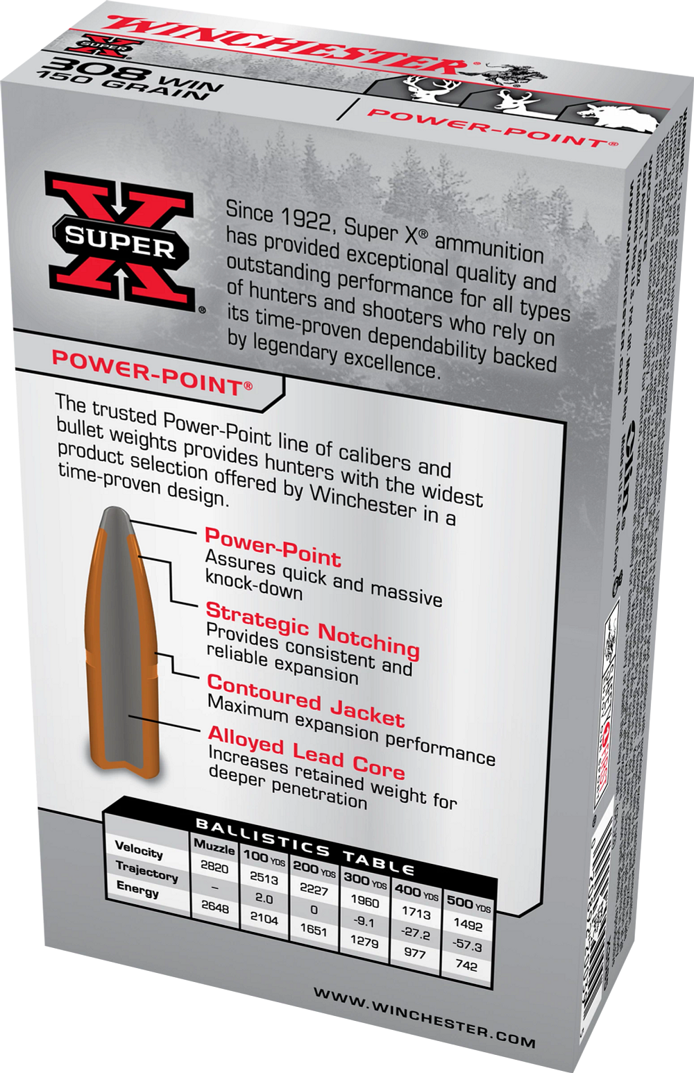 Winchester SUPER-X RIFLE .308 Winchester 150 grain Power-Point Brass Cased  Centerfire Rifle Ammunition | 13% Off Free Shipping over $49!