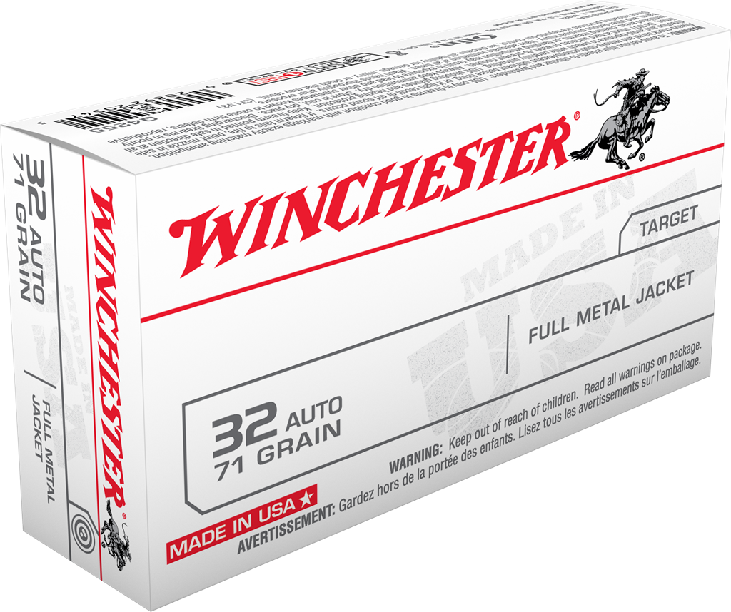 Winchester USA Handgun .32 ACP 71 grain Full Metal Jacket Brass Cased Centerfire Pistol Ammunition