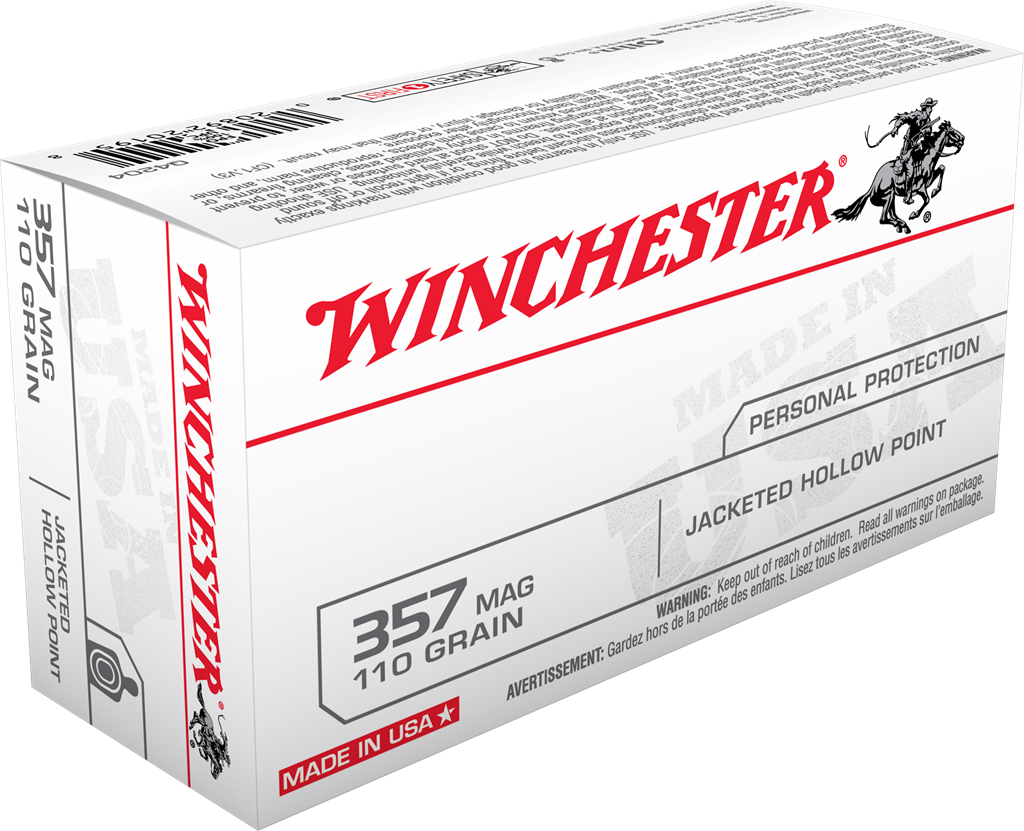 Winchester USA Handgun .357 Magnum 110 grain Jacketed Hollow Point Centerfire Pistol Ammunition