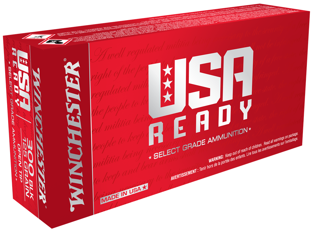 Winchester USA Ready .300 AAC Blackout 125 grain Open Tip Centerfire Rifle Ammunition