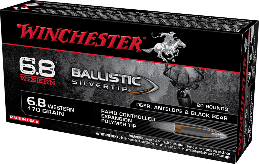 Winchester Ballistic Silvertip 6.8 Western 170 Grain Rapid Controlled Expansion Polymer Tip Brass Cased Centerfire Rifle Ammunition