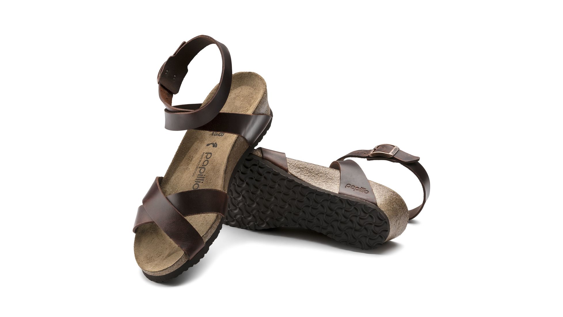 ladies leather footbed sandals