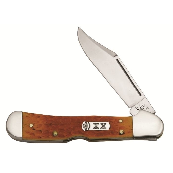 Case 61549L SS Persimmon Orange Bone Copperlock Folding Knife | Free ...