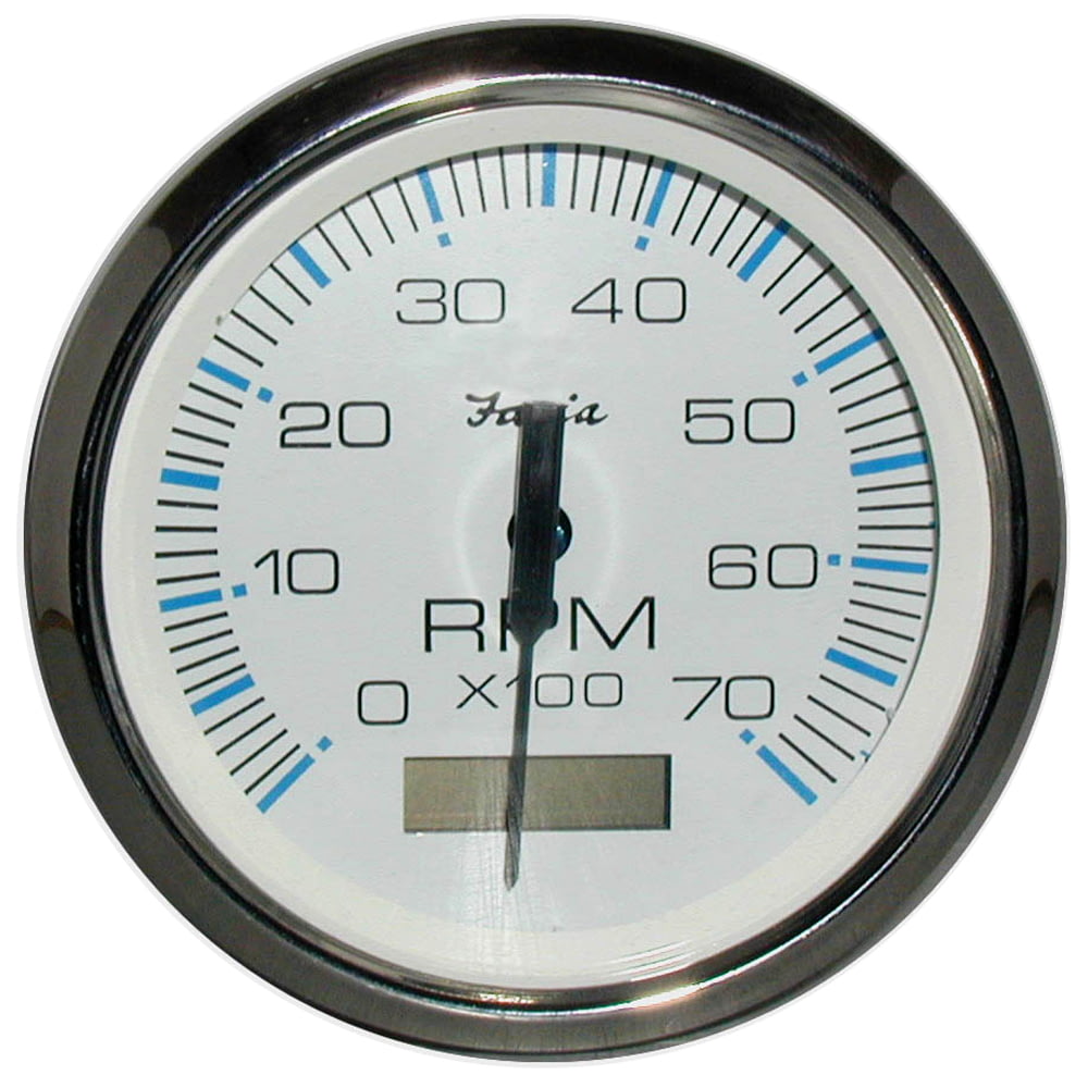 Faria Beede Instruments Chesapeake White SS 4" Tachometer w/Hourmeter