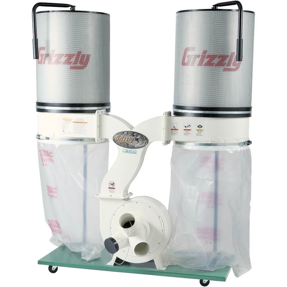 Grizzly Industrial 3HP Double Canister Dust Collector with Aluminum