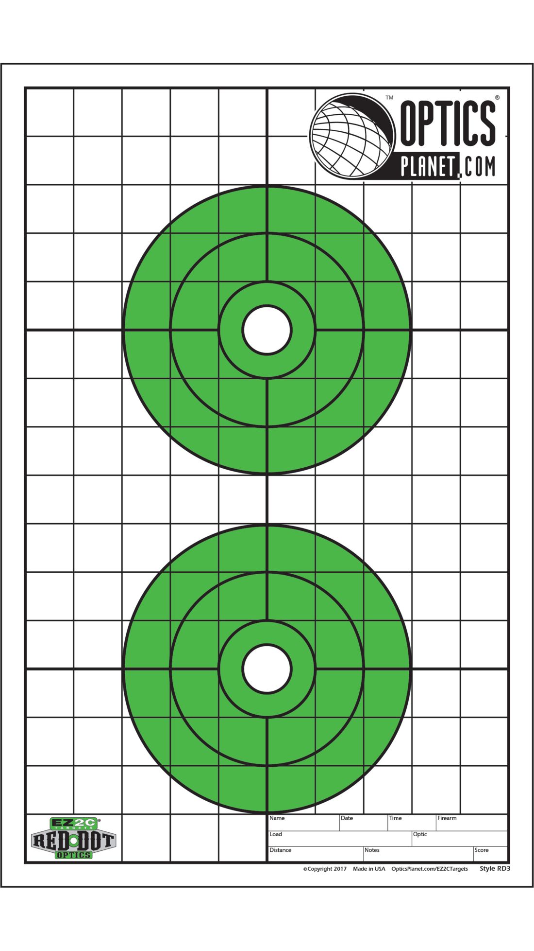 Exclusive EZ2C Targets Red Dot Optics Two Bullseye Paper