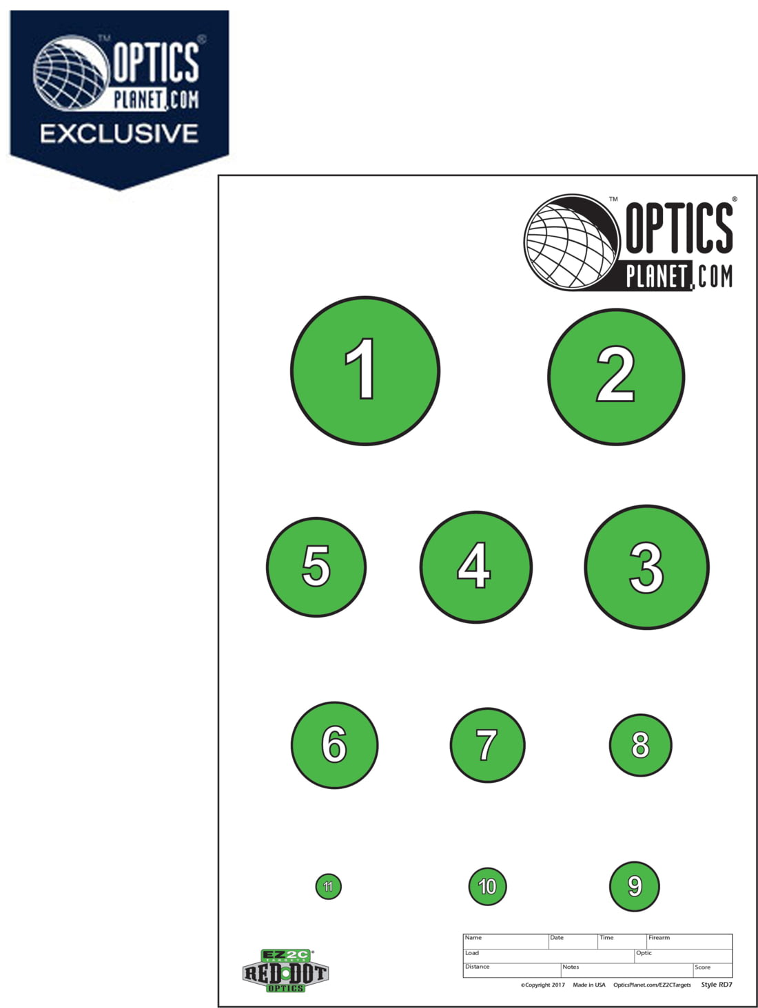 Exclusive EZ2C Targets Red Dot Optics Numbered Circles